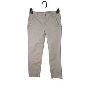 Loft Women's Size 0 Girlfriend Chino Raw Hem Light Khaki Crop Pants